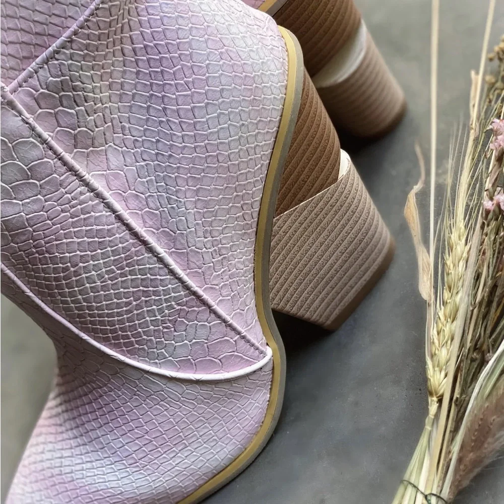 Pink Snakeskin Ankle Boots - Picture 8 of 11